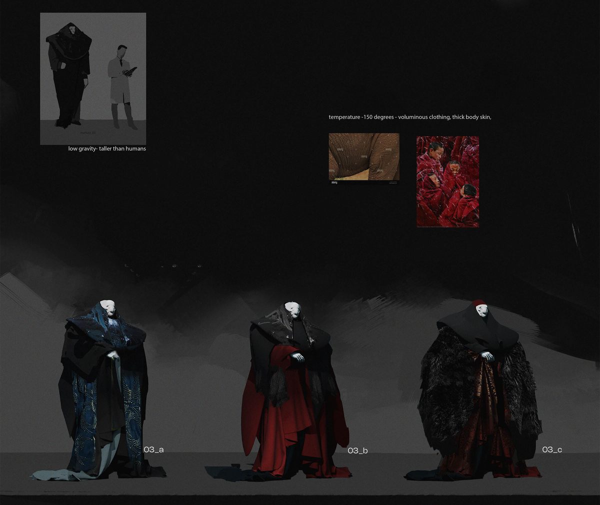 Character design explorations version 2, variation A — alien humanoid sci-fi character concept
