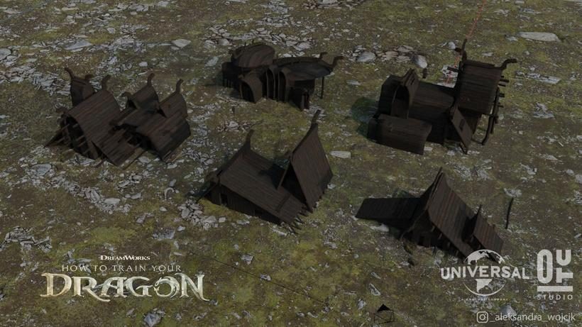 Initial concept sketches for Stoick's house — shape exploration for How to Train Your Dragon