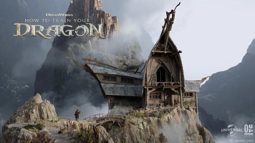 Final approved concept — Stoick's house environment design for How to Train Your Dragon