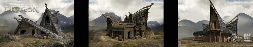 Second iteration — house design exploration for Stoick's house, How to Train Your Dragon
