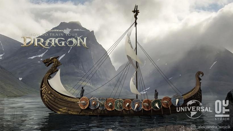 Viking ship design explorations — How to Train Your Dragon environment concept art
