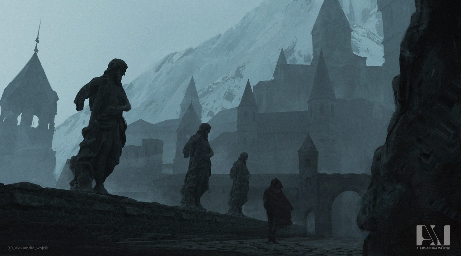 Dark castle interior - environment concept art by Aleksandra Wojcik