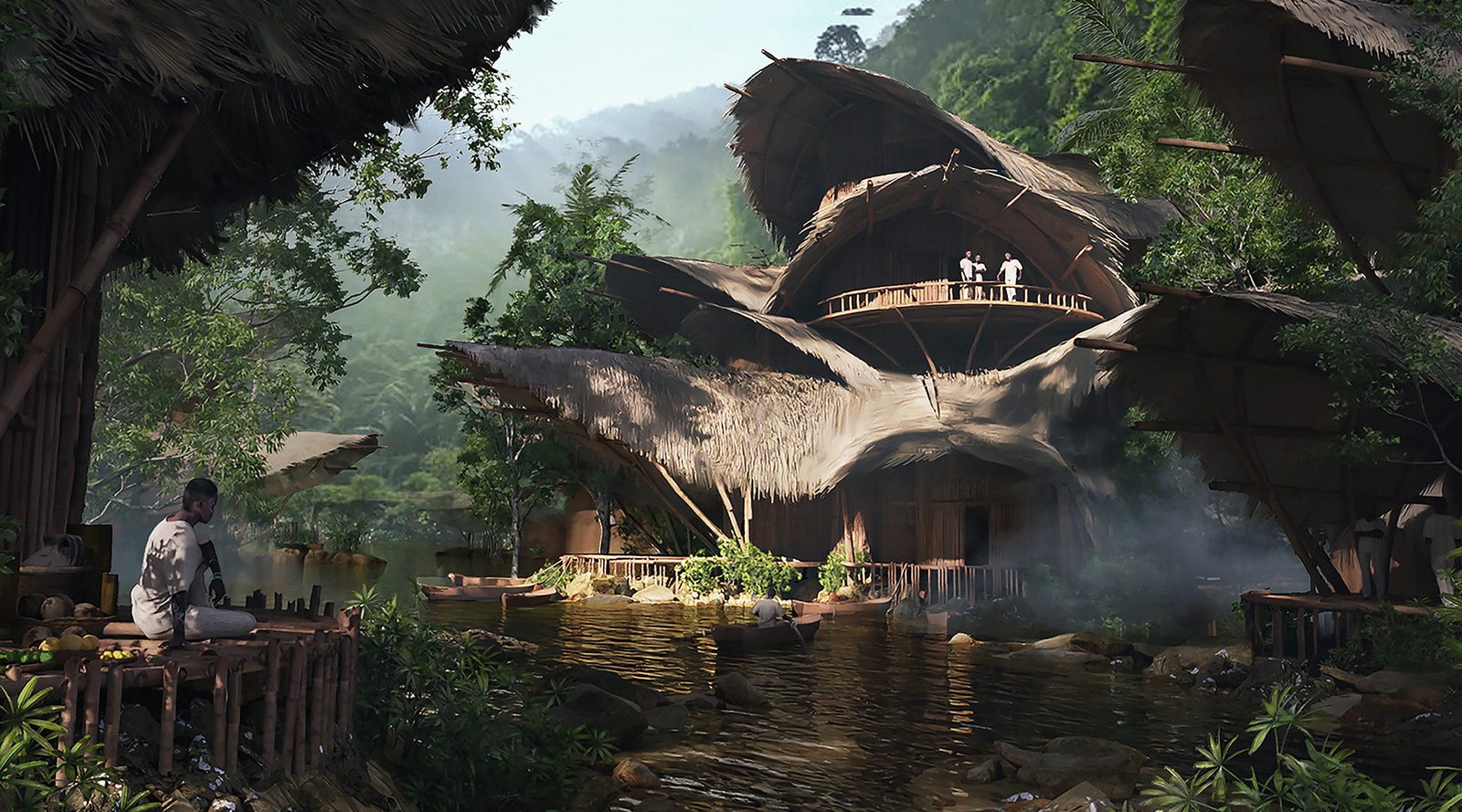River houses - environment concept art by Aleksandra Wojcik