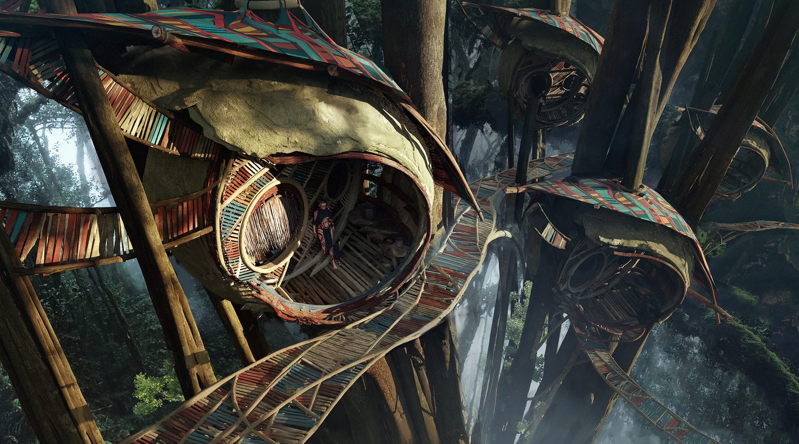 Treehouses - environment concept art by Aleksandra Wojcik
